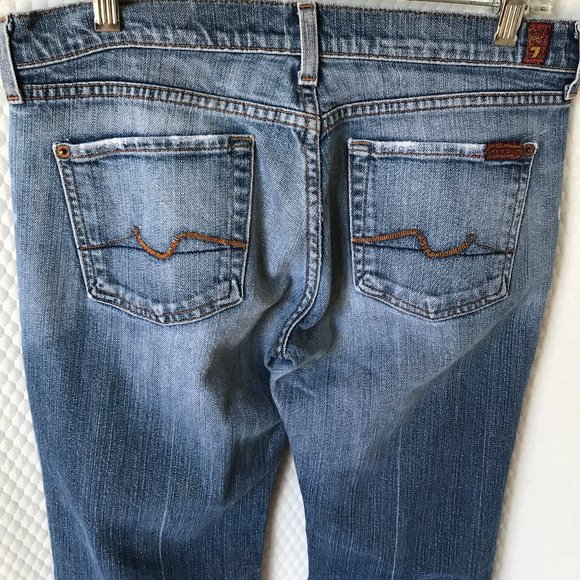 7FOR  ALL MANKIND JEANS SIZE 30 MADE IN USA BOOT CUT STRETCH EUC - Picture 4 of 5